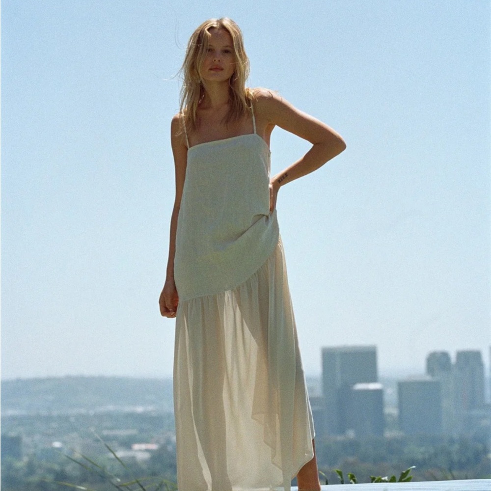 VRG GIRL Nora dress. Elegant Cream Maxi Dress